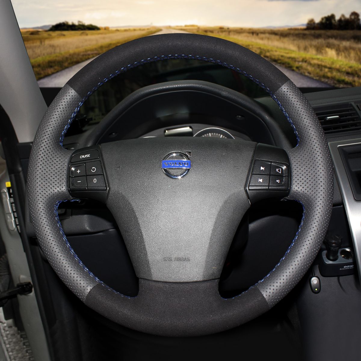 Loncky Auto Custom Fit OEM Black Genuine Leather Car Steering Wheel